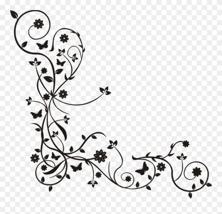 Flowers Ranke Walltattoo - Blumenranken Tattoo Clipart