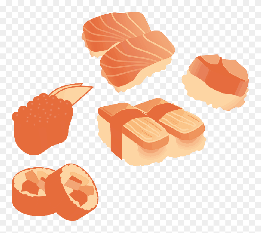 Set, Icon, Food, Drawing, Cartoon, Fish, Free, Cute - Sushi Clipart - Png Download