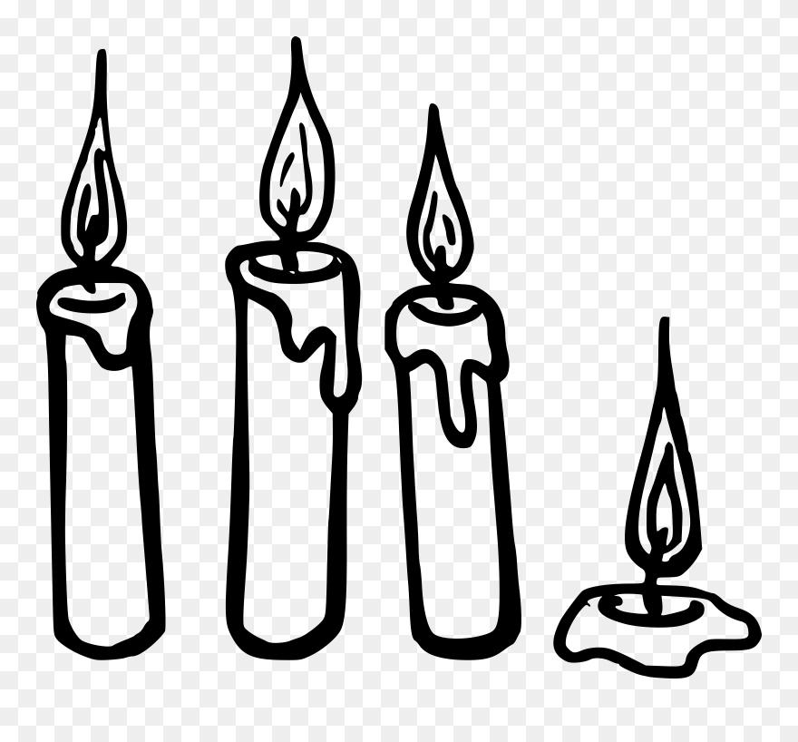 Candles Clip Arts - Burning Candle Clipart Black And White - Png Download