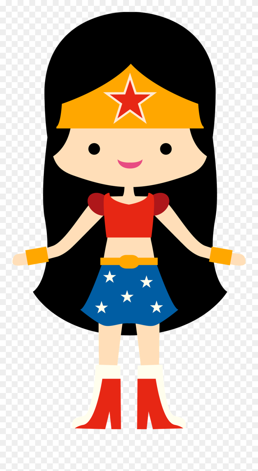 Transparent Supergirl Clipart - Mulher Maravilha Cute Png
