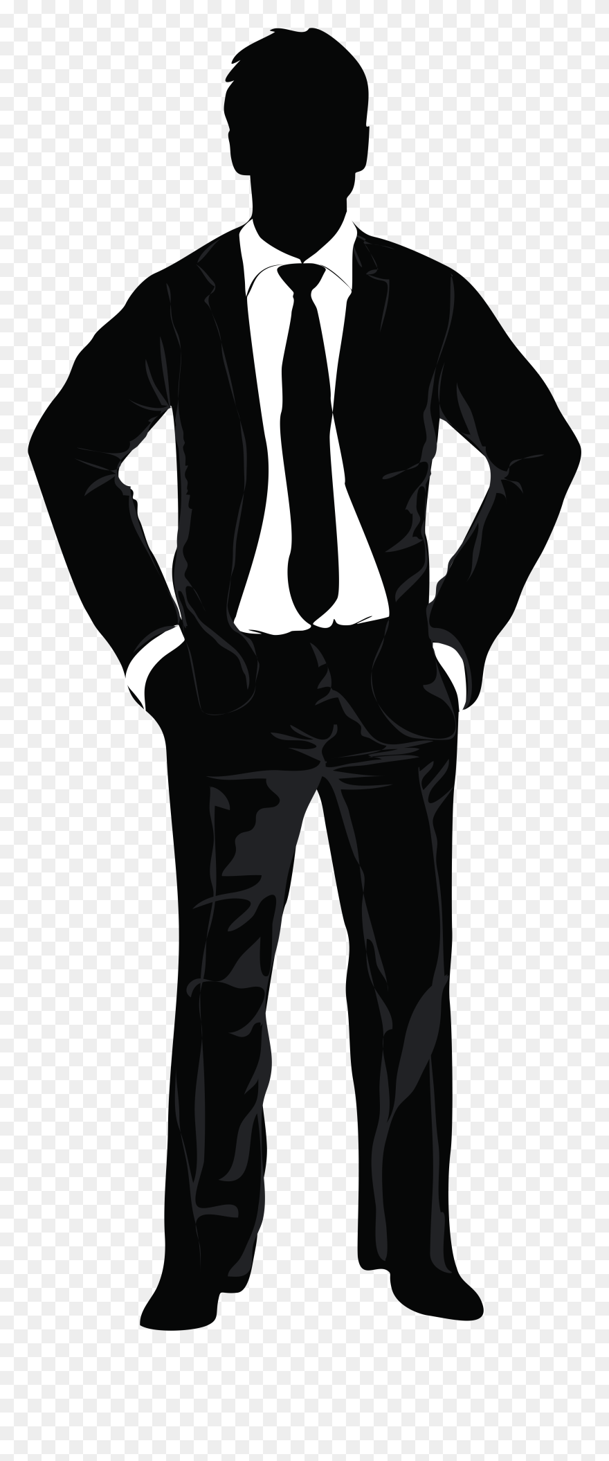 Confident Working Man -silhouette - Man In Suit Silhouette Png Clipart