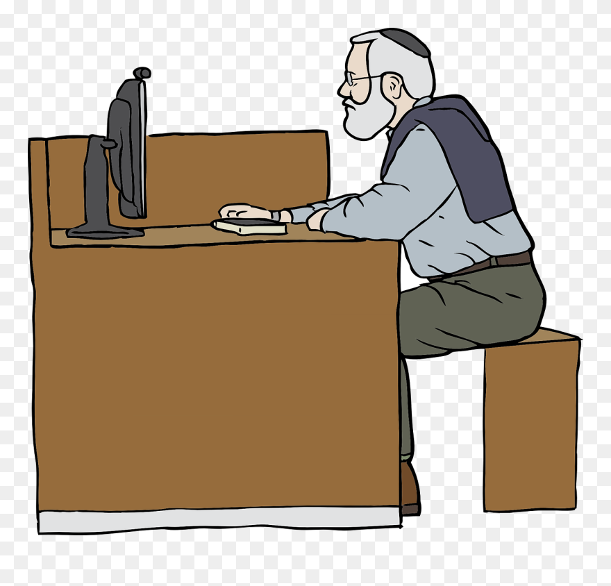Person At Desk Cartoon Clipart