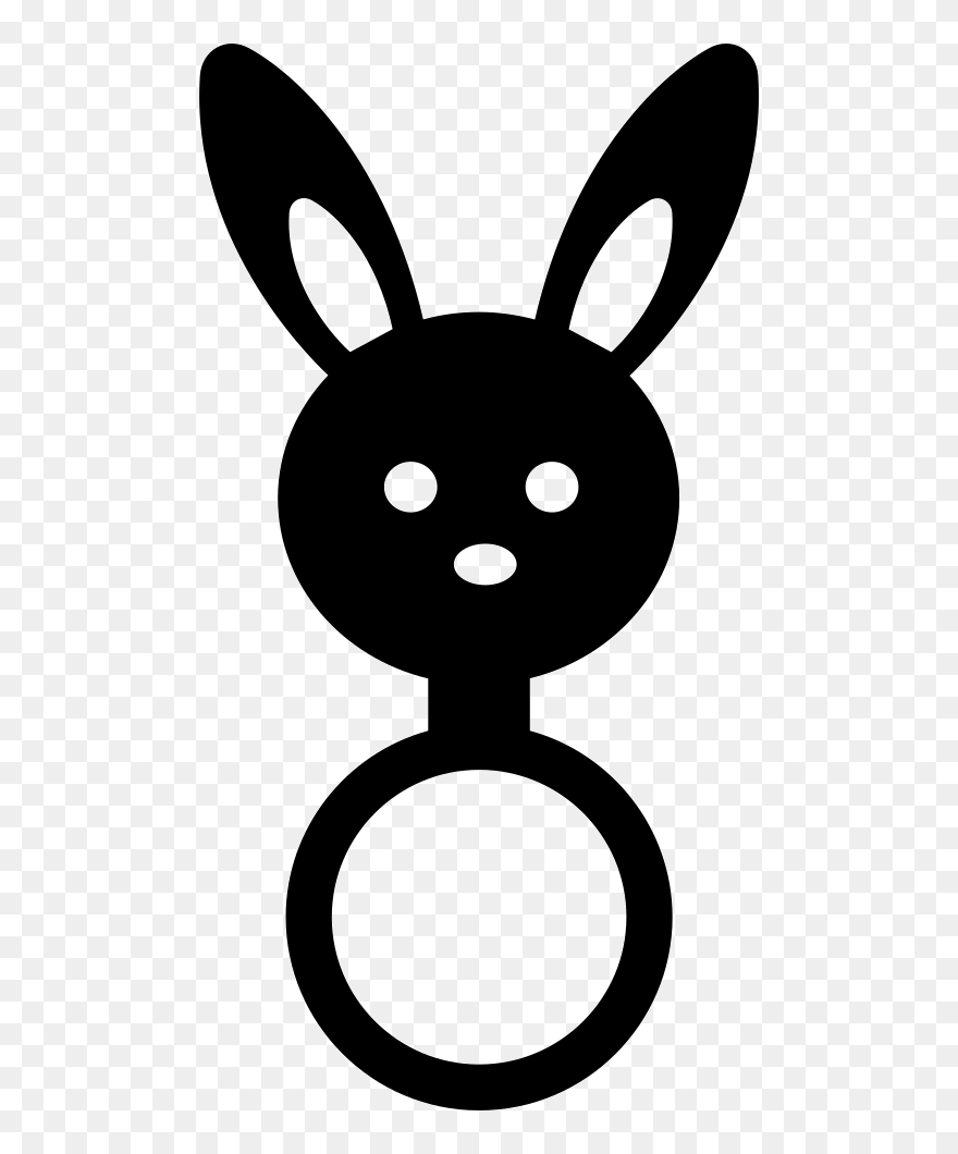 Baby Rattle With Bunny Head Shape - Bunny Silhouette Png Clipart