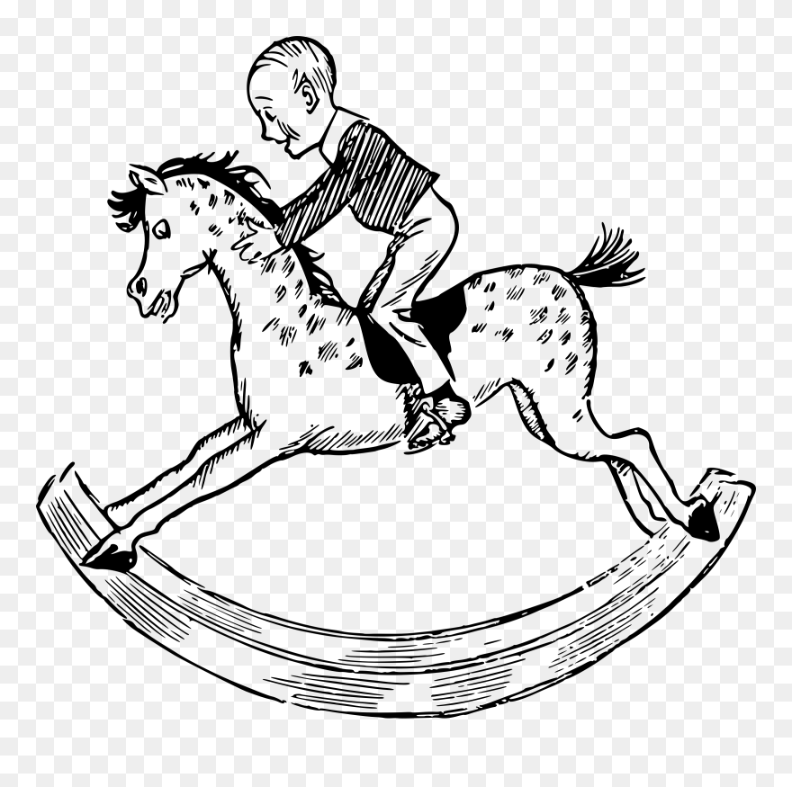 Rocking Horse Clip Arts - Child On A Rocking Horse Drawing - Png Download