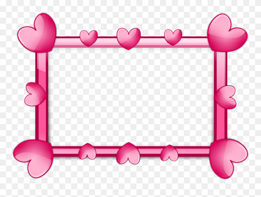 Pink Hearts Border Vector Image - Heart Photo Frame Png Hd Clipart