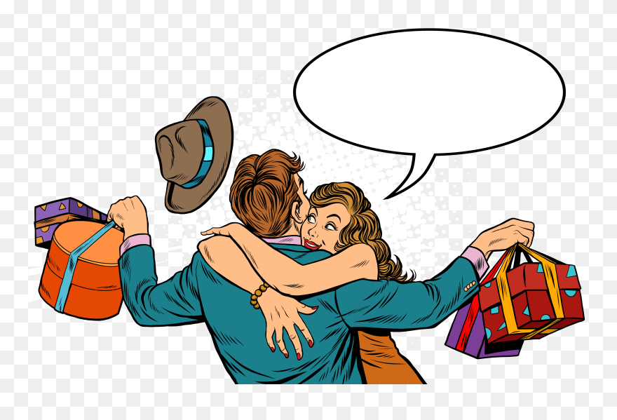 Hug Clipart Intimacy - Man Hugging Women Cartoon - Png Download