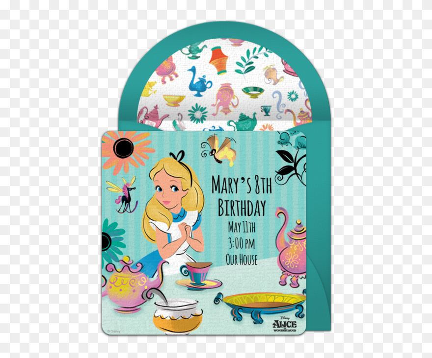 Free Alice In Wonderland - Alice In Wonderland Birthday Invitation Template Clipart
