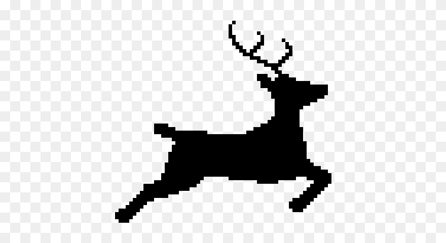 Reindeer Pixel Art Black And White Clipart