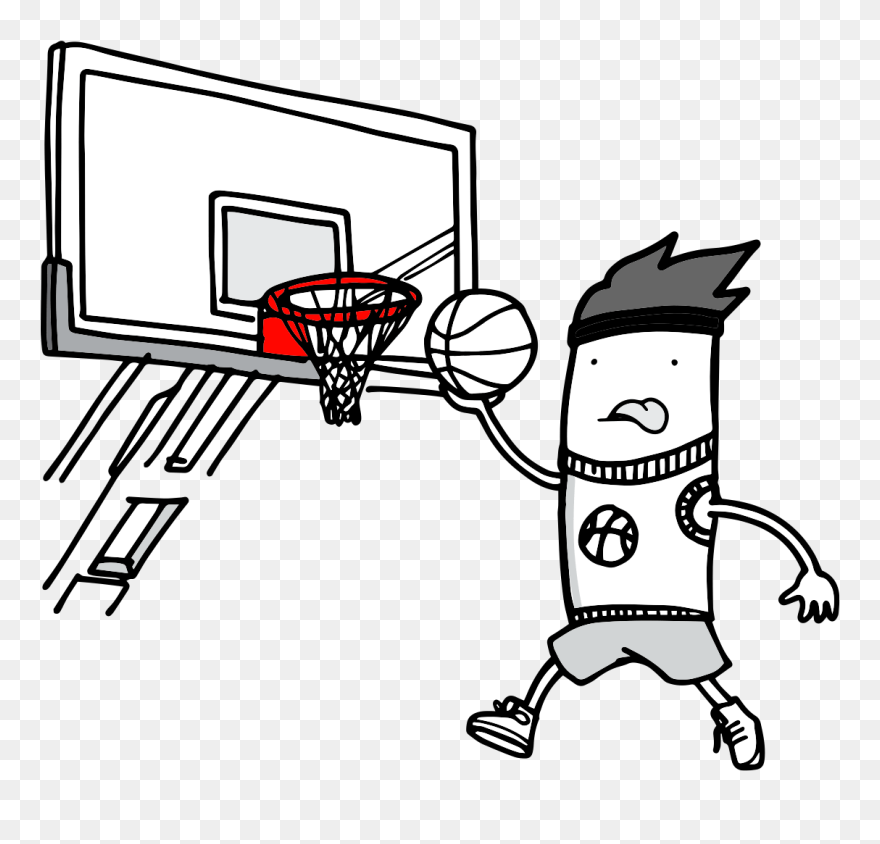 Basketball Hoop Black And White Clipart Banner Freeuse - Hoop For Basketball Cartoon Drawing - Png Download