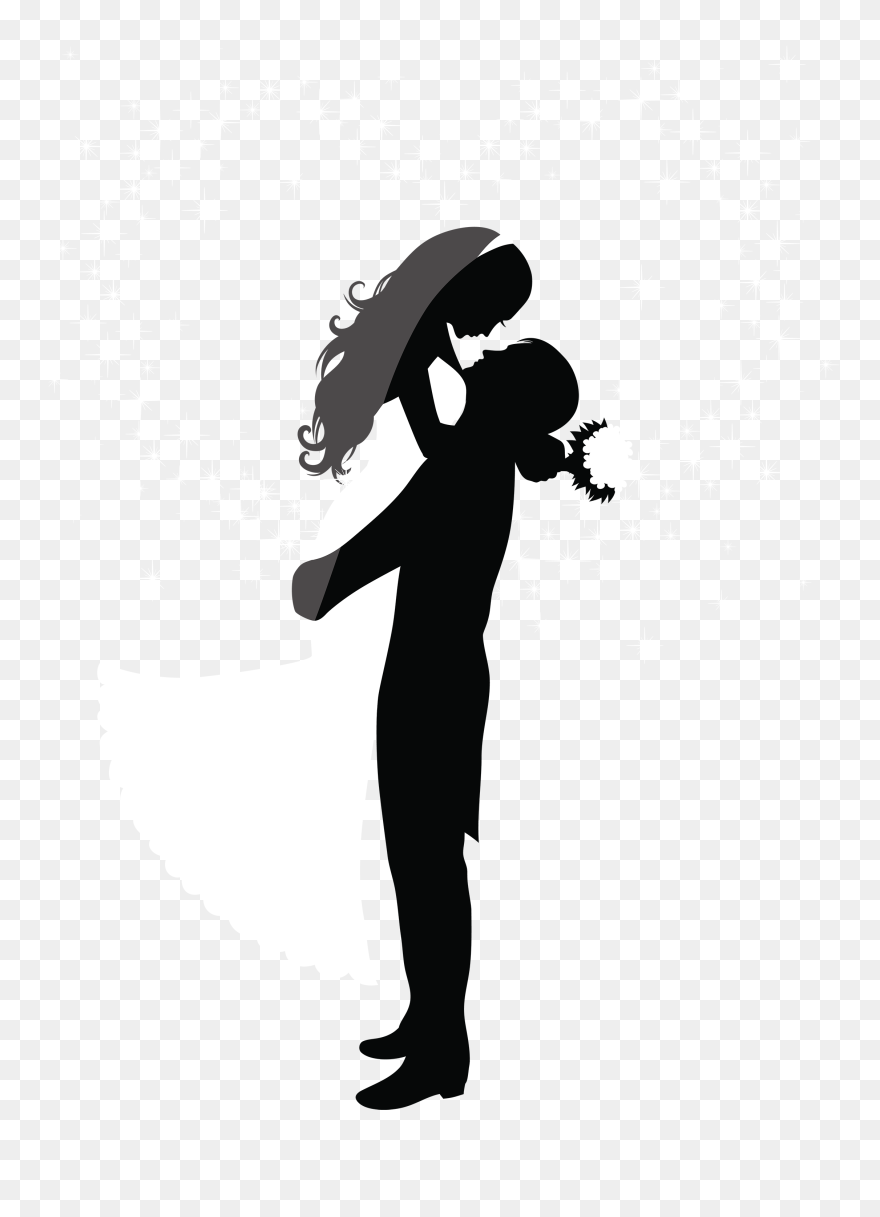 Vector Drawing Wedding Couple Clipart