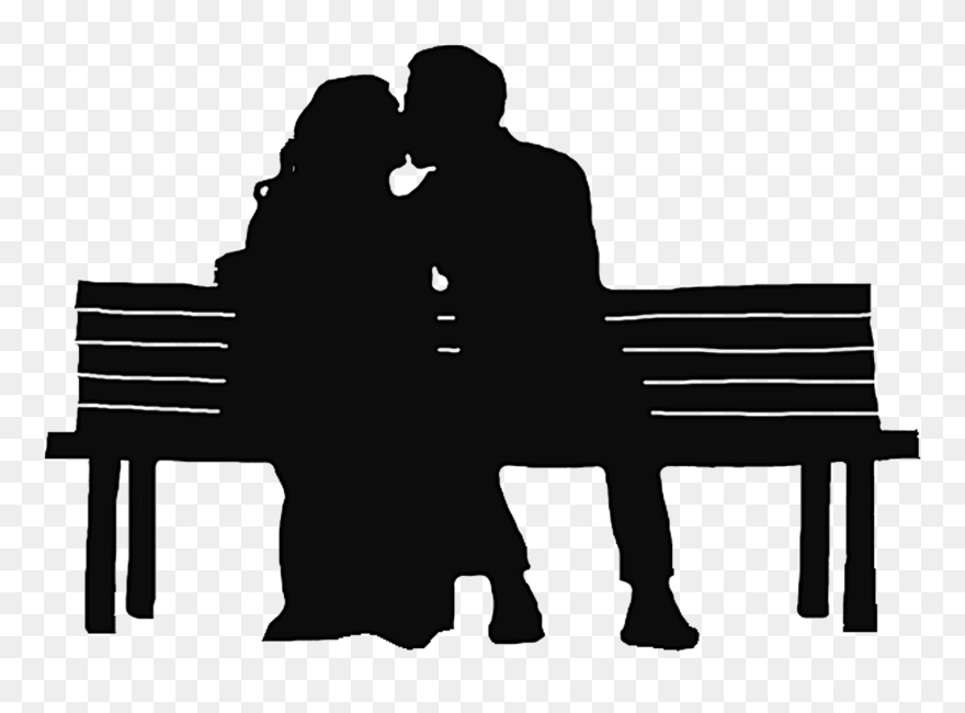 Couple On Park Bench Silhouette Clipart
