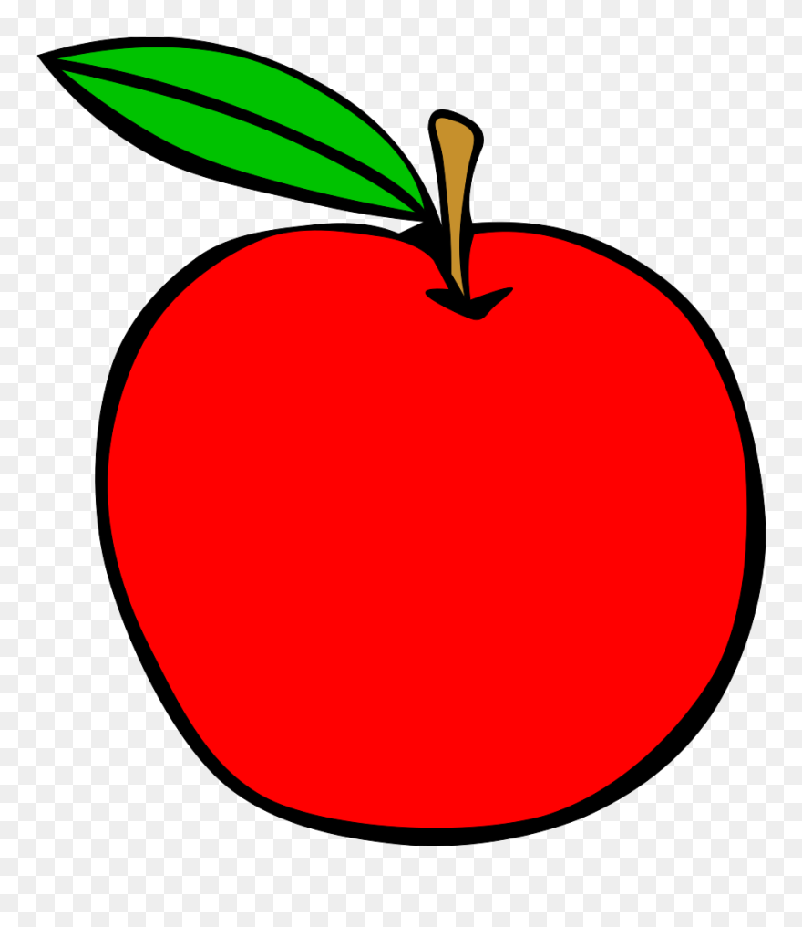 Red Apple With A Green Leaf - Apple Clipart - Png Download