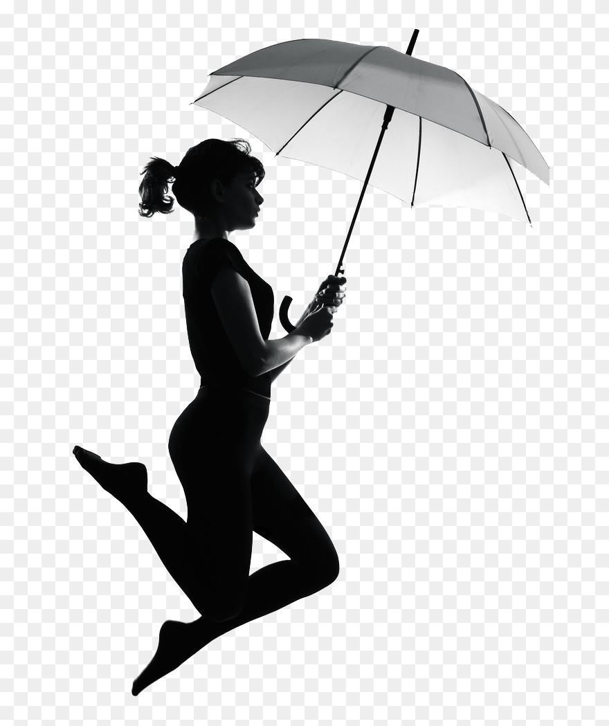 Silhouette Stock Photography Umbrella Royalty-free - Silhouette Woman Flying With Umbrella Clipart