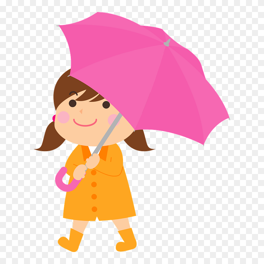 Child Girl Umbrella Clipart - Umbrella - Png Download