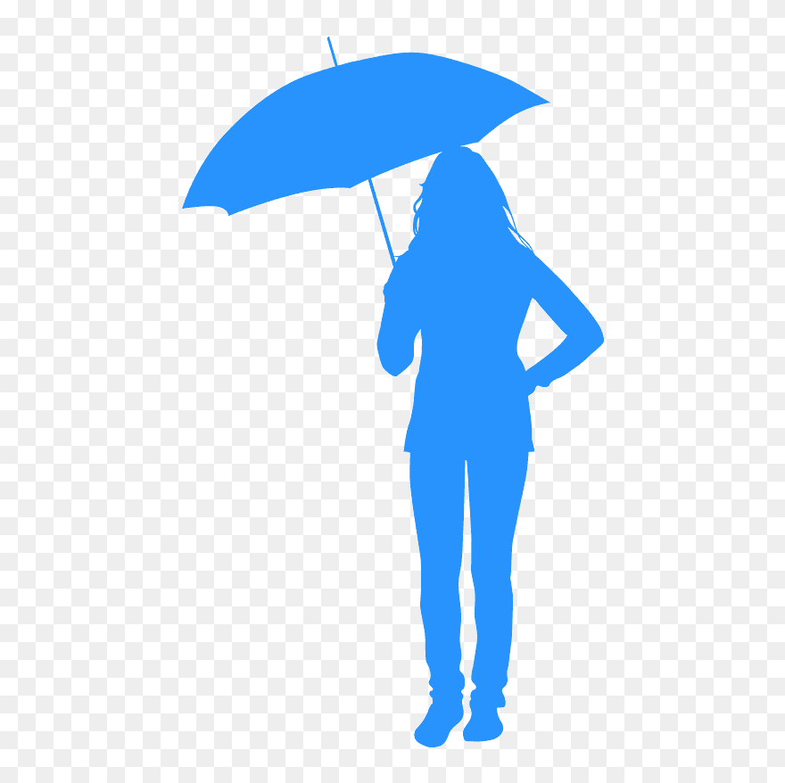 Silueta Mujer Bajo La Lluvia Clipart