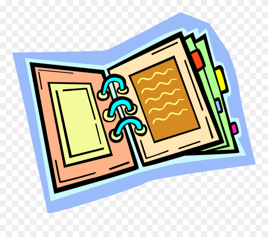 Vector Illustration Of Scheduler Daily Planner Calendar - Cartoon Address Book Clipart