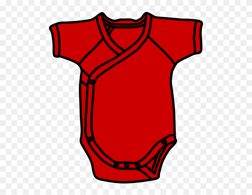Onesie, Short Sleeve, Buttons, Red Clipart