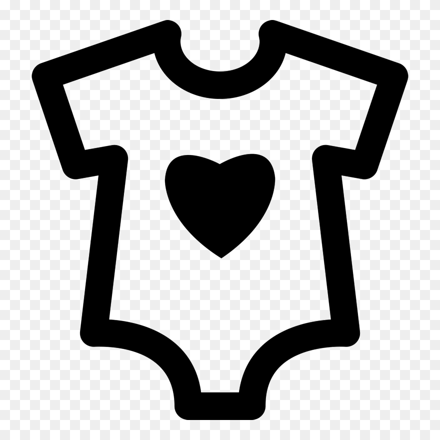 Baby Onesie Clipart With Heart - Png Download