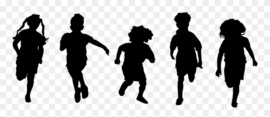 Silhouette School Children Clipart - Children Running Silhouette Png Transparent Png