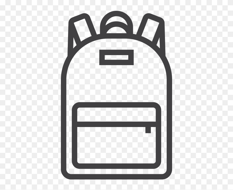 School Kit - Backpack Clipart Black And White - Png Download