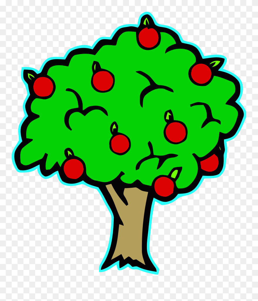 Green Apple Tree Clipart Apple Cartoon Cute Png - Apple Tree Clipart Transparent Png