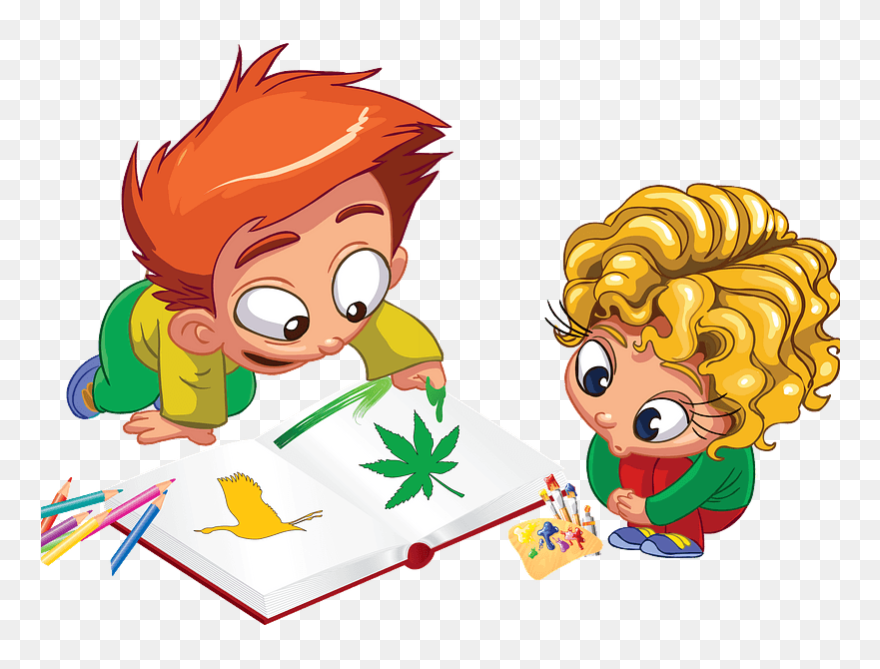Kids Are Enjoying Coloring Clipart - Công Ty Cổ Phần Dược Phẩm Xanh - Png Download