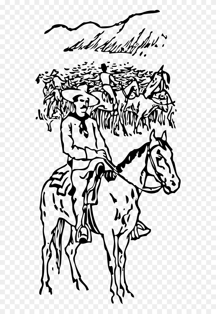 Cattle Drive Clipart By Johnny Automatic - Draw A Cattle Drive - Png Download