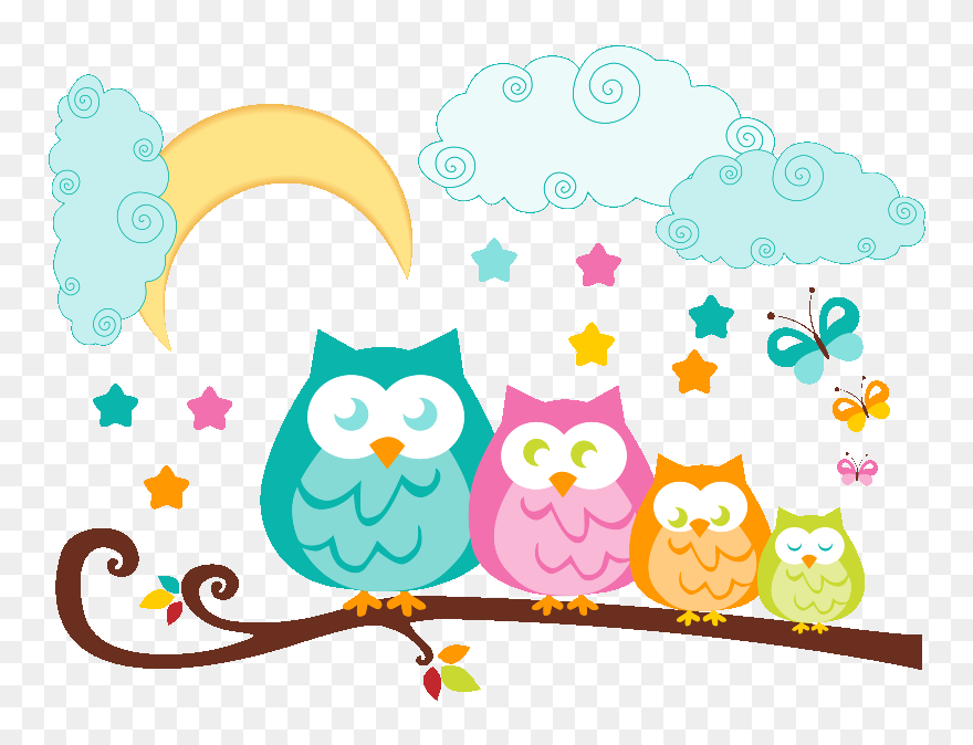 Cartoon Owls Mural Clipart