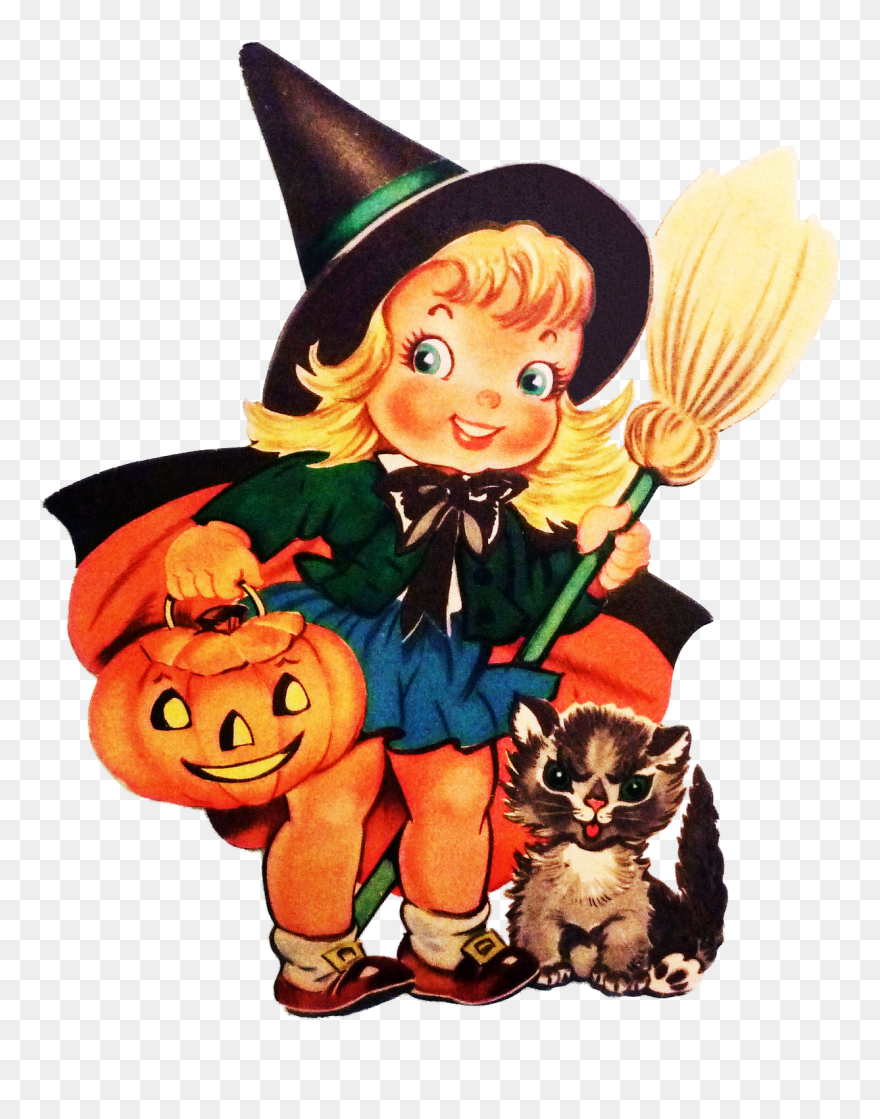 Vintage Retro Halloween Clipart - Png Download