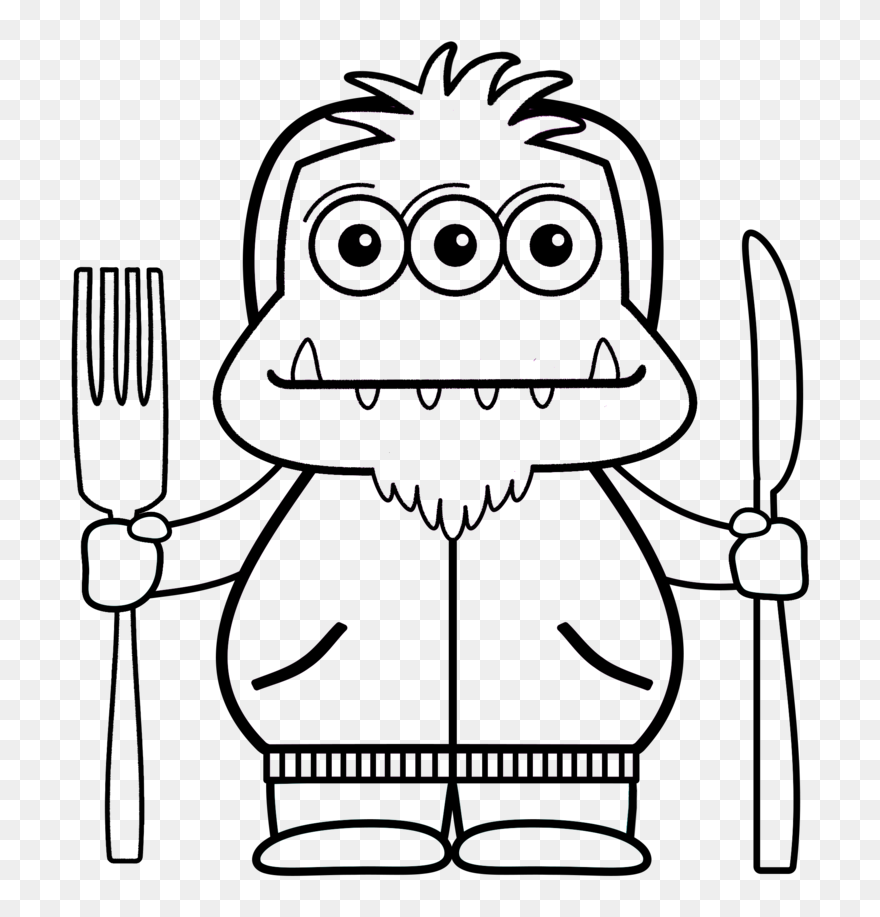 Monster4 Copy Outline - Cartoon Clipart