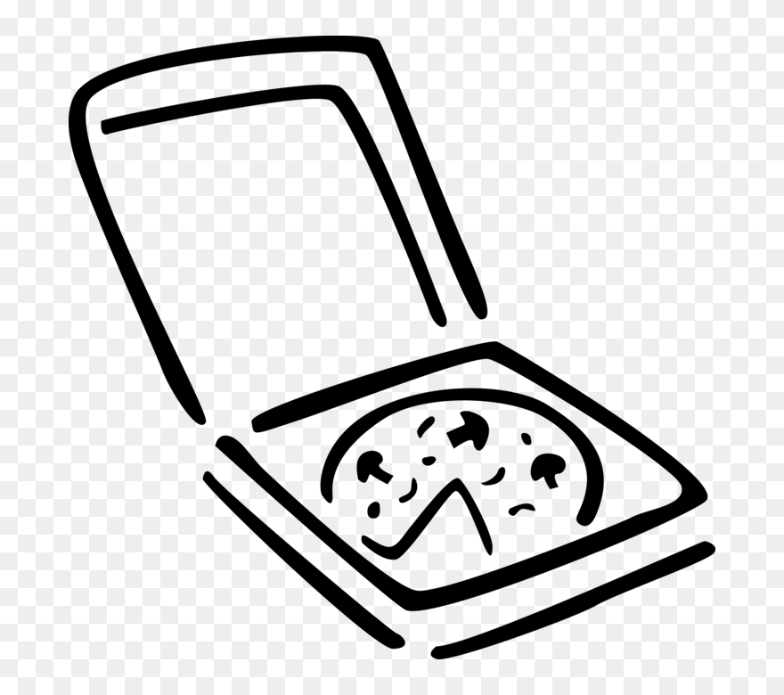 Vector Illustration Of Take Out Flatbread Pizza Topped Clipart