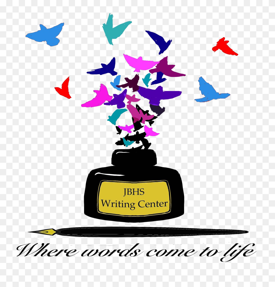 Image Of Writing Center Logo Birds Flying Out Of Ink Clipart