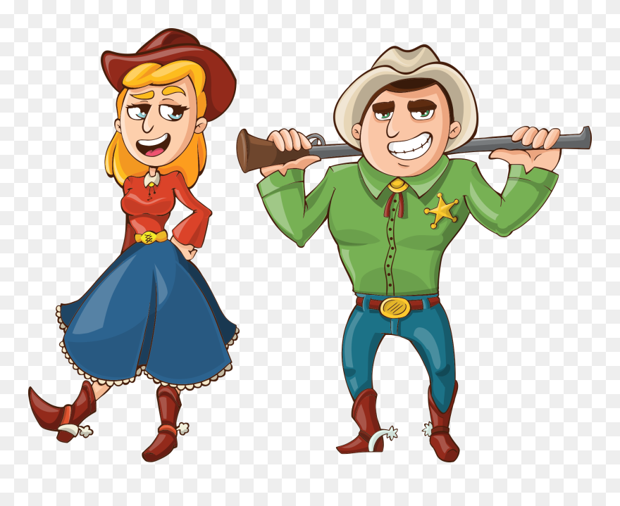 Cowboys And Cowgirls Cartoon Clipart