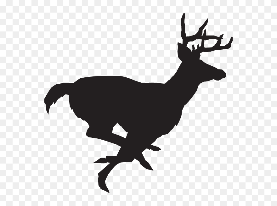 White-tailed Deer Clip Art Decal Deer Hunting - Deer Running Silhouette - Png Download