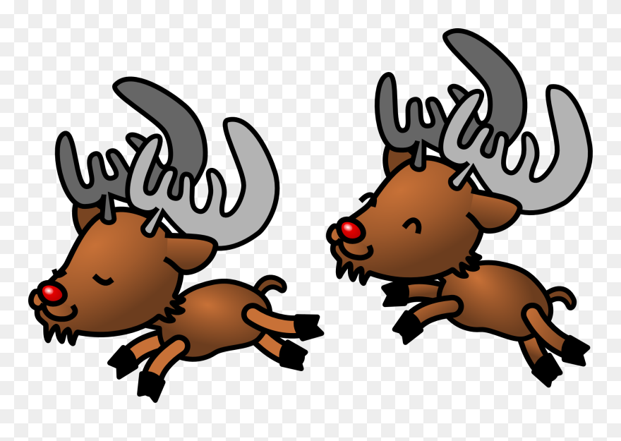 Rudolph Reindeer Santa Claus Cartoon Clip Art - Reindeer Transparent Background - Png Download