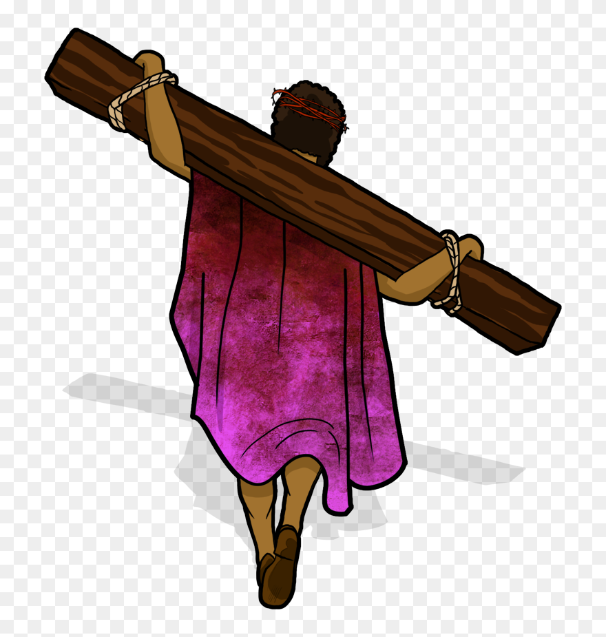 Transparent Megillah Clipart - Jesus Carrying Cross Beam - Png Download