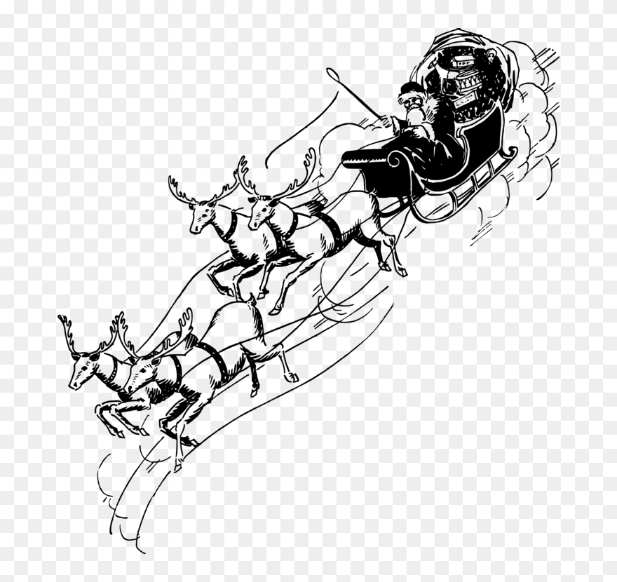 Art,monochrome Photography,shoe - Drawing Santa Claus Sled Clipart