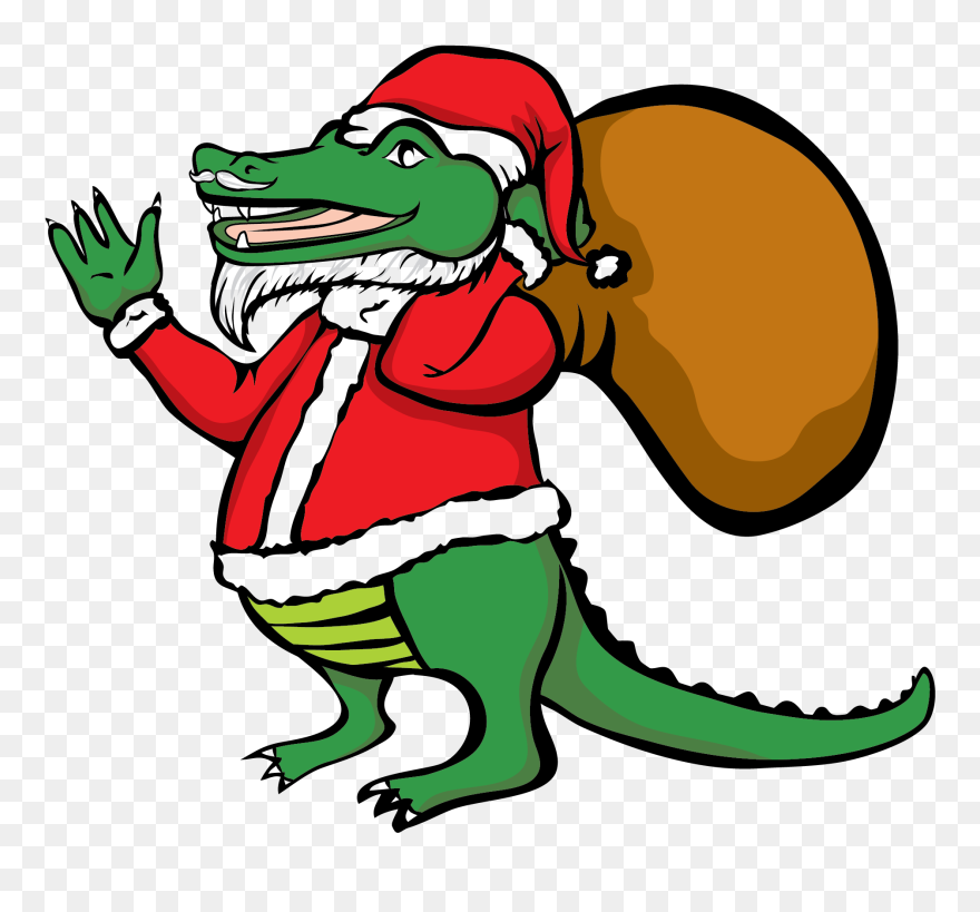 Santa Alligator Vector Clip Art - Santa Claus With Alligator - Png Download