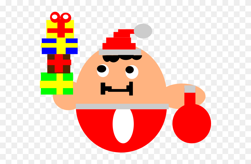 Vector Illustration Of Egg-shaped Santa Delivering - Cartoon Santa Clipart
