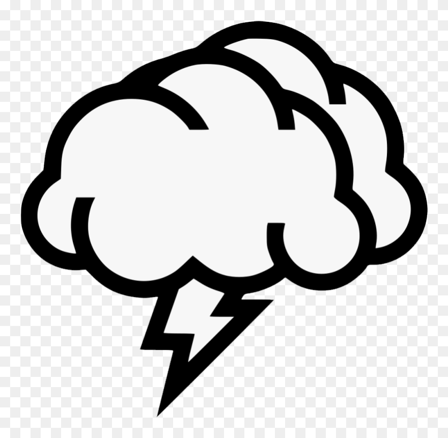 Storm Cloud Clipart Black And White - Thunderstorm Clipart Black And White - Png Download