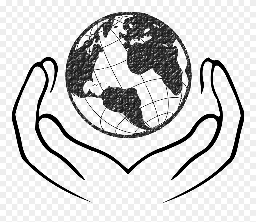 Globe Black And White - Save The Mother Earth Drawing Clipart