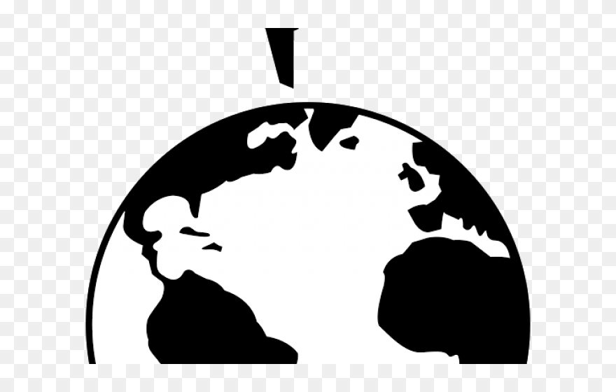 Globe Clipart Silhouette - World Clipart Black And White Transparent Background - Png Download