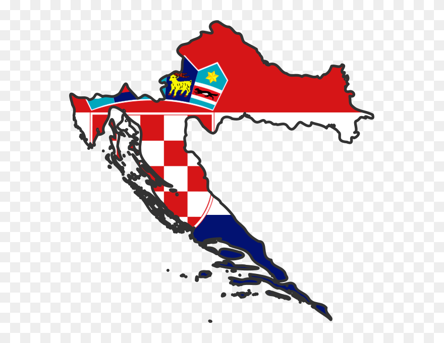 Croatian Flag Map - Croatia Map Flag Clipart