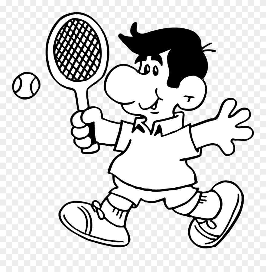 Tennis Clipart Black And White - Tennis Cartoon Black And White - Png Download