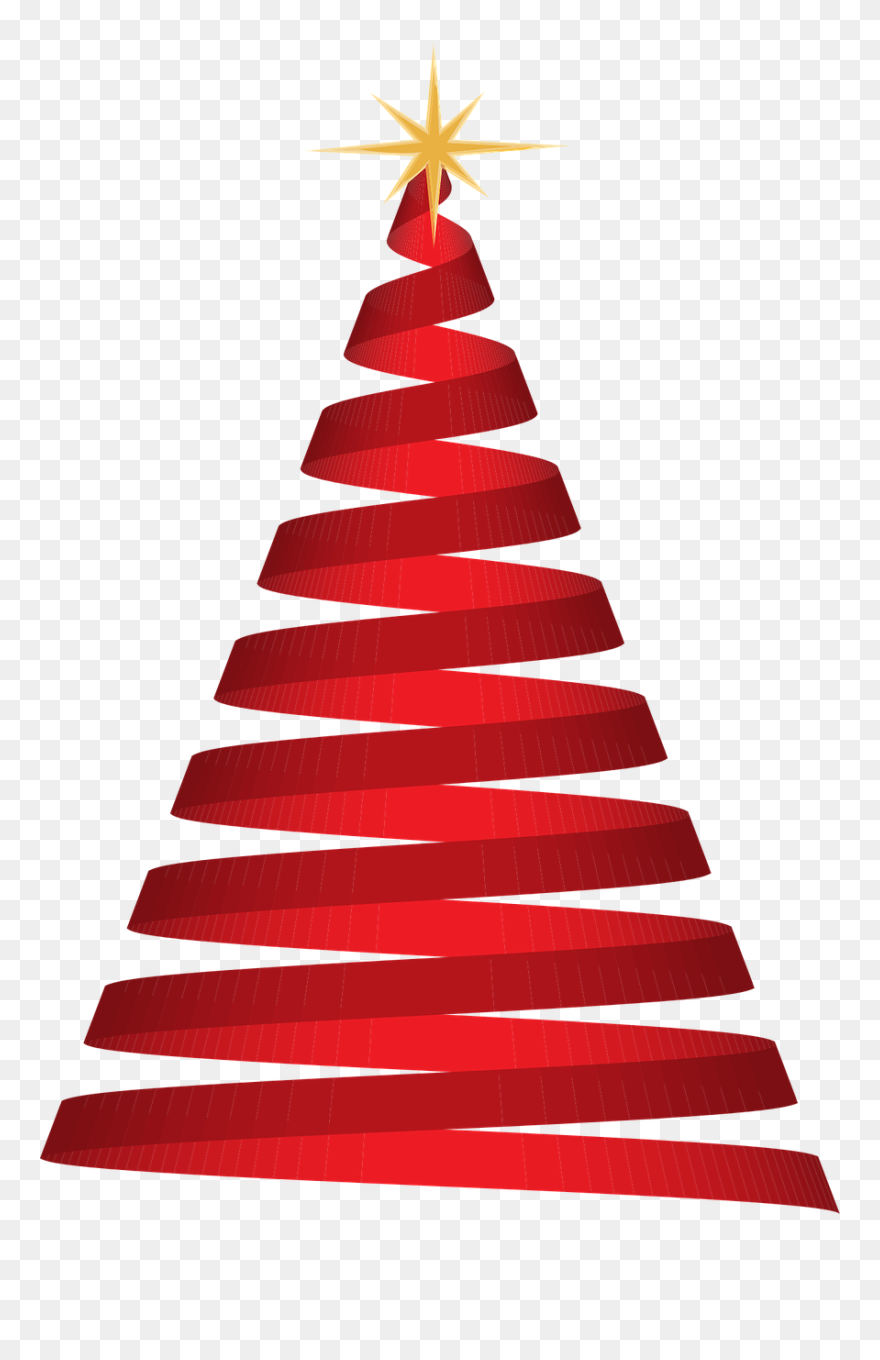 Transparent Christmas Tree Red Clipart