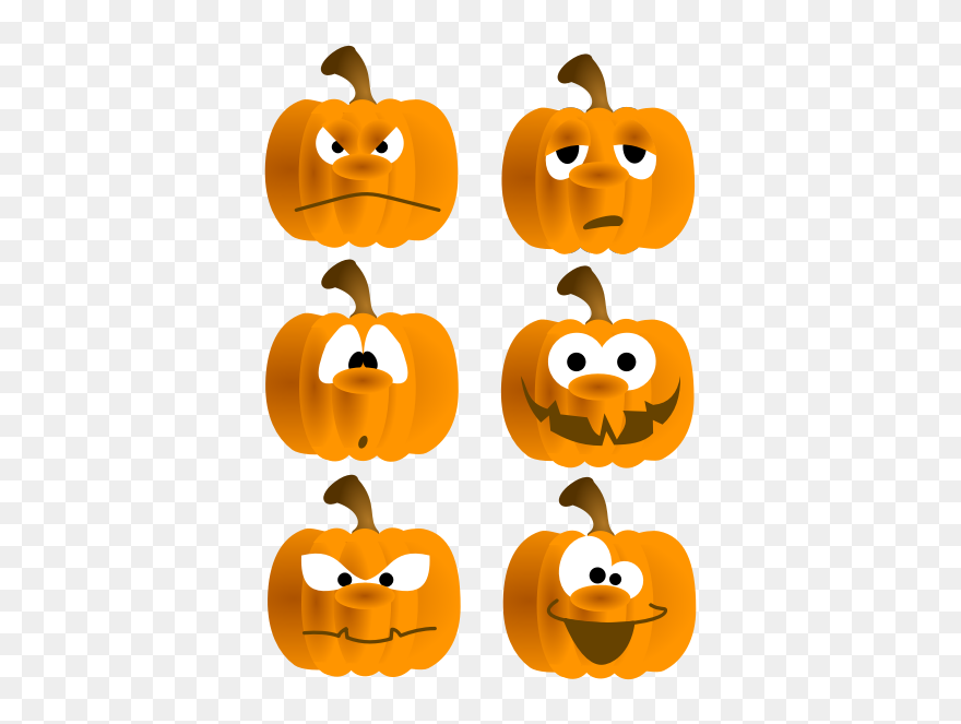 Six Different Pumpkin Faces - Clip Art Cute Pumpkins - Png Download