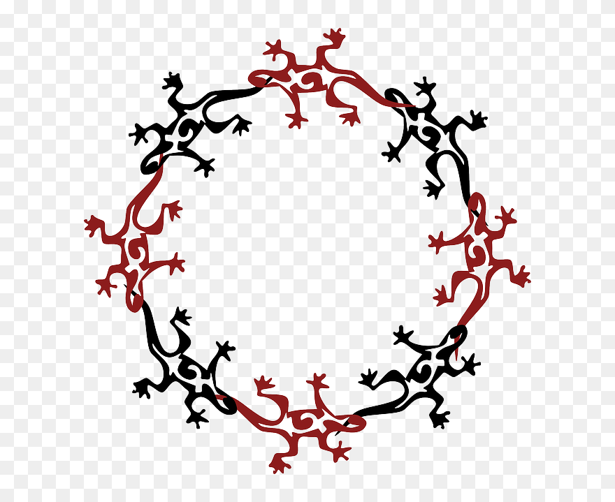 Red, Black, Circle, Shape, Art, Reptiles, Lizards - Png Desen Clipart