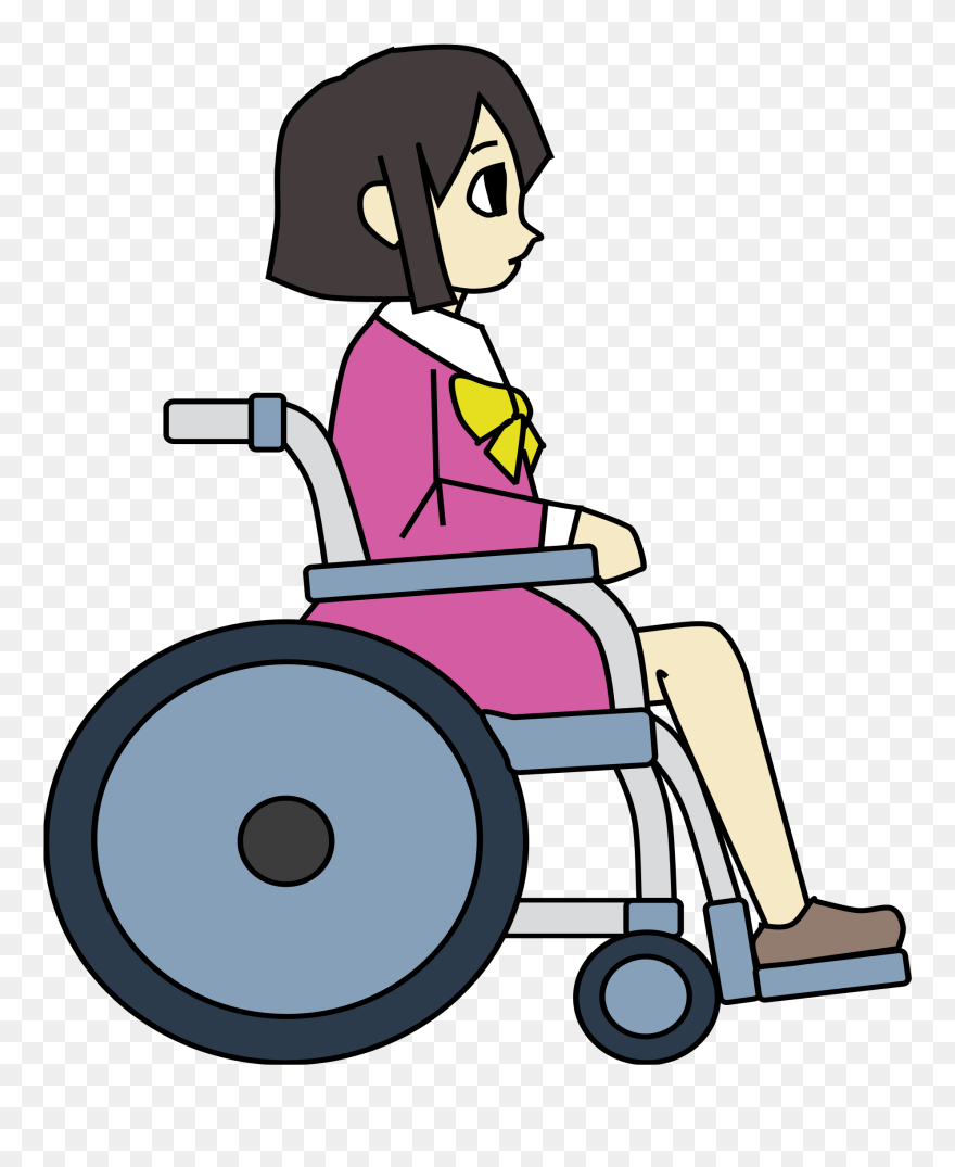 Transparent Wheelchair Clipart - Girls Wheel Chair Cartoon - Png Download