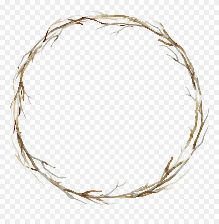 #branches #twigs #sticks #frame #border #wreath #background - Circle Border Watercolor Png Clipart