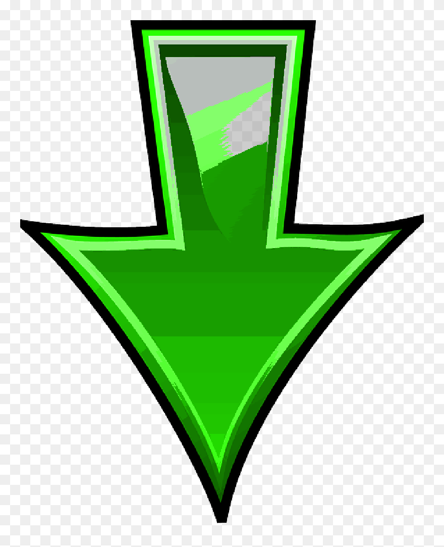Arrow, Download, Down, South, Green, Gloss - Transparent Down Arrow Gif Clipart